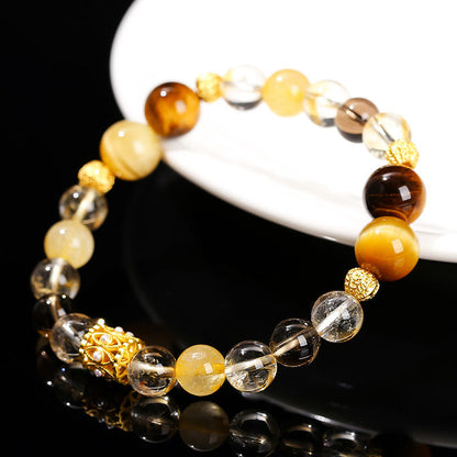 Mythstone Natural Citrine Tiger Eye Prosperity Bracelet