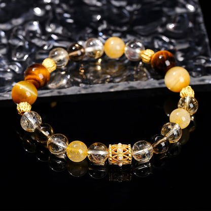 Mythstone Natural Citrine Tiger Eye Prosperity Bracelet