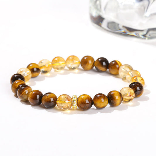 Mythstone Natural Tiger Eye Citrine Beads Strength Bracelet