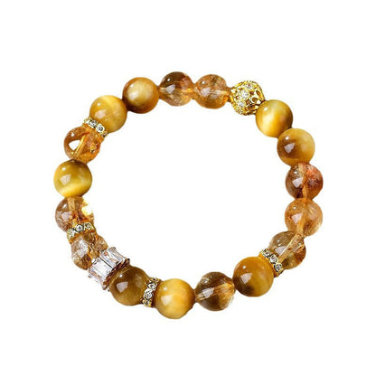 Mythstone Natural Tiger Eye Citrine Beads Strength Courage Bracelet