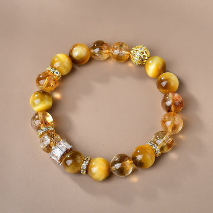 Mythstone Natural Tiger Eye Citrine Beads Strength Courage Bracelet