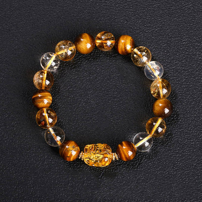 Pulsera de cera de abejas con citrino y ojo de tigre amarillo natural de Mythstone