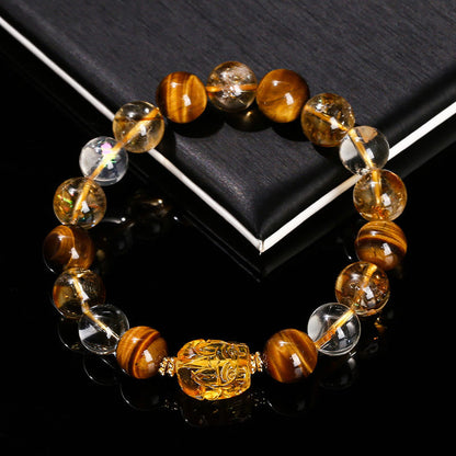 Pulsera de cera de abejas con citrino y ojo de tigre amarillo natural de Mythstone