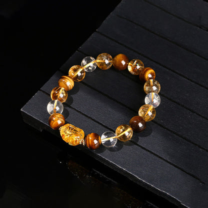 Pulsera de cera de abejas con citrino y ojo de tigre amarillo natural de Mythstone