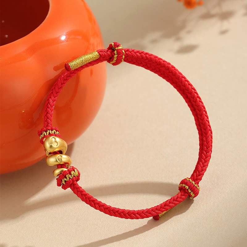 Mythstone Handmade 999 Sterling Silver Golden Year Of Snake Red String Protection Braided Bracelet