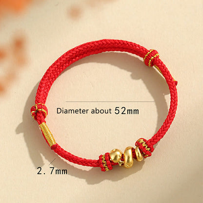 Mythstone Handmade 999 Sterling Silver Golden Year Of Snake Red String Protection Braided Bracelet