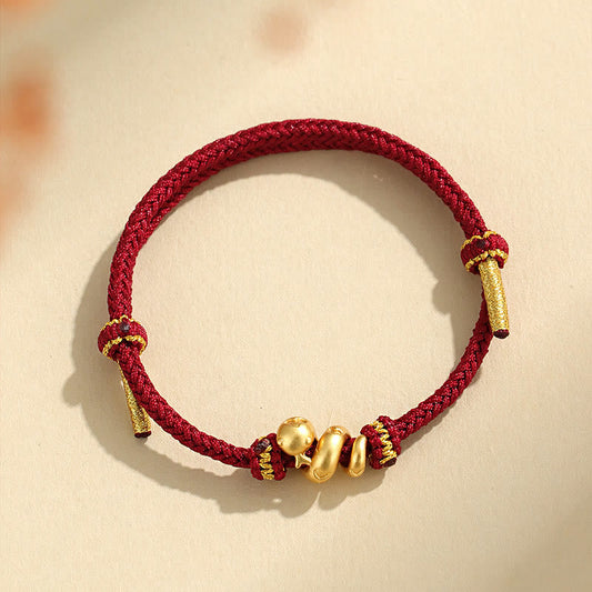 Mythstone Handmade 999 Sterling Silver Golden Year Of Snake Red String Protection Braided Bracelet