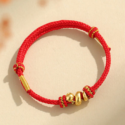 Mythstone Handmade 999 Sterling Silver Golden Year Of Snake Red String Protection Braided Bracelet