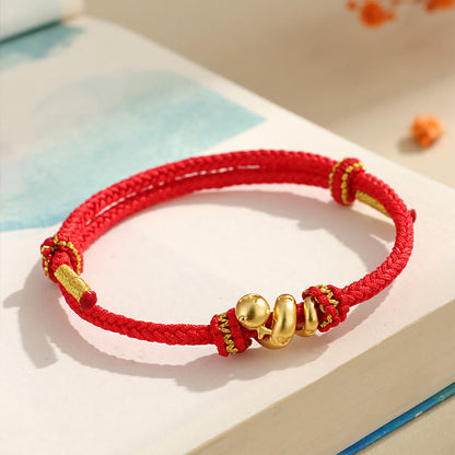 Mythstone Handmade 999 Sterling Silver Golden Year Of Snake Red String Protection Braided Bracelet