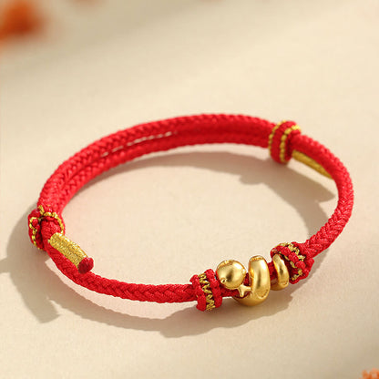 Mythstone Handmade 999 Sterling Silver Golden Year Of Snake Red String Protection Braided Bracelet