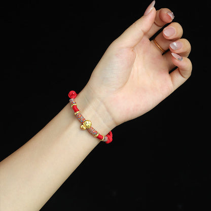 Mythstone Handmade Red String Copper Year Of Snake Protection Braided Bracelet