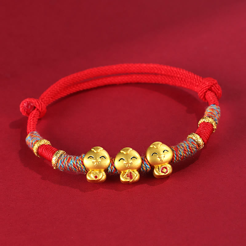 Mythstone Handmade Red String Copper Year Of Snake Protection Braided Bracelet