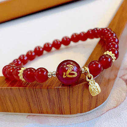 Mythstone Red Agate Gold Plated Copper Year Of The Snake Happiness Bracelet