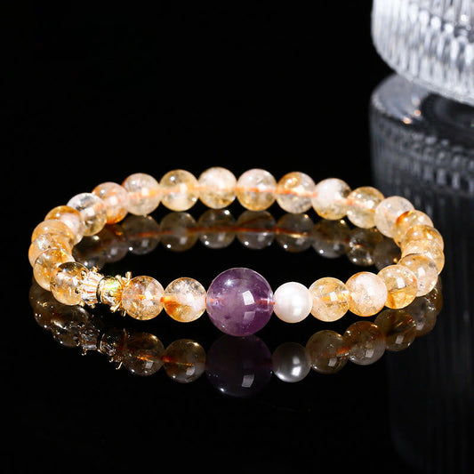 Mythstone Natural Citrine Amethyst Prosperity Bracelet