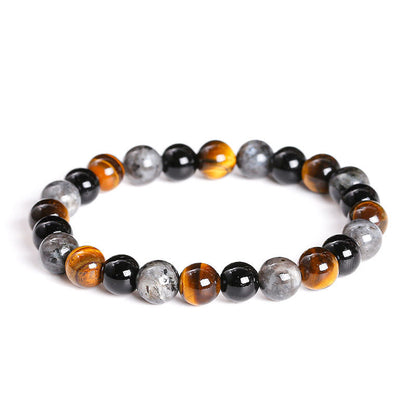 Mythstone Tiger Eye Black Glitter Stone Black Glass Beads Protection Bracelet