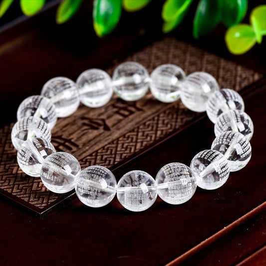 Mythstone Heart Sutra Natural White Crystal Protection Bracelet