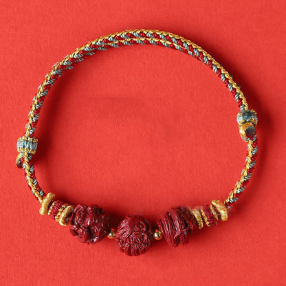 Pulsera trenzada con bendición del zodíaco chino hecha a mano con hilo rojo de cinabrio Mythstone