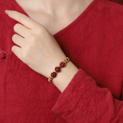 Pulsera trenzada con bendición del zodíaco chino hecha a mano con hilo rojo de cinabrio Mythstone