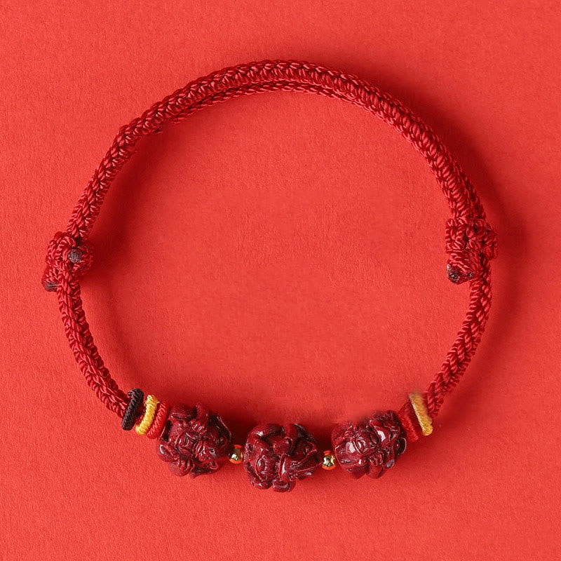 Pulsera trenzada con bendición del zodíaco chino hecha a mano con hilo rojo de cinabrio Mythstone