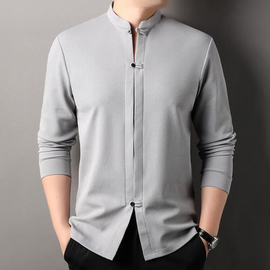 Mythstone Casual Solid Color Long Sleeve Cotton Men's Shirts