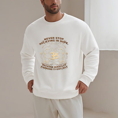 Mythstone Never Stop Believing In Hope Om Lotus Design Fleece Lined Polyester Sweatshirt