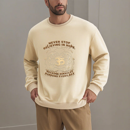 Mythstone Never Stop Believing In Hope Om Lotus Design Fleece Lined Polyester Sweatshirt