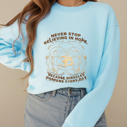 Mythstone Never Stop Believing In Hope Om Lotus Design Fleece Lined Polyester Sweatshirt