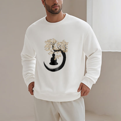 Mythstone Buddha Sitting Under The Tree Fleece Lined Polyester Sweatshirt