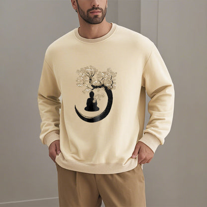 Mythstone Buddha Sitting Under The Tree Fleece Lined Polyester Sweatshirt