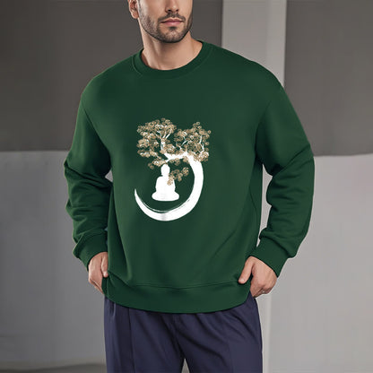 Mythstone Buddha Sitting Under The Tree Fleece Lined Polyester Sweatshirt