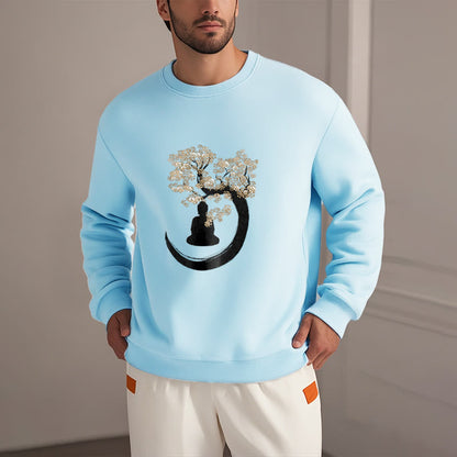 Mythstone Buddha Sitting Under The Tree Fleece Lined Polyester Sweatshirt