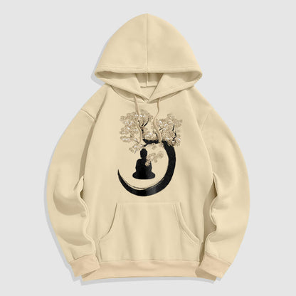 Mythstone Buddha Sitting Under The Tree Fleece Lined Hoodie