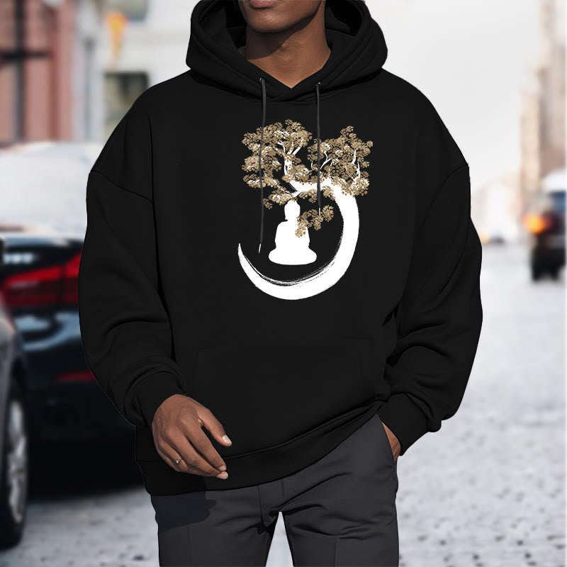 Mythstone Buddha Sitting Under The Tree Fleece Lined Hoodie