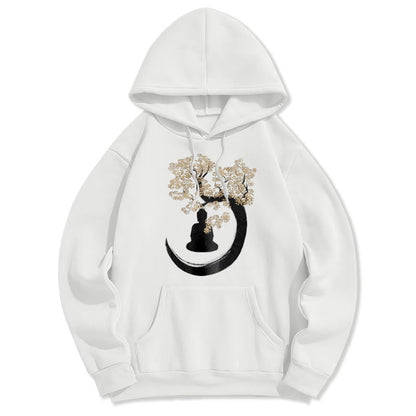 Mythstone Buddha Sitting Under The Tree Fleece Lined Hoodie