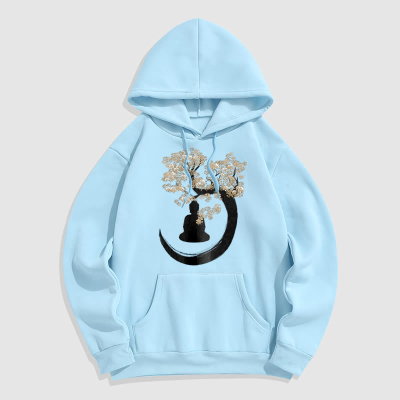 Mythstone Buddha Sitting Under The Tree Fleece Lined Hoodie