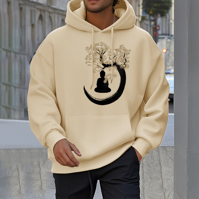 Mythstone Buddha Sitting Under The Tree Fleece Lined Hoodie