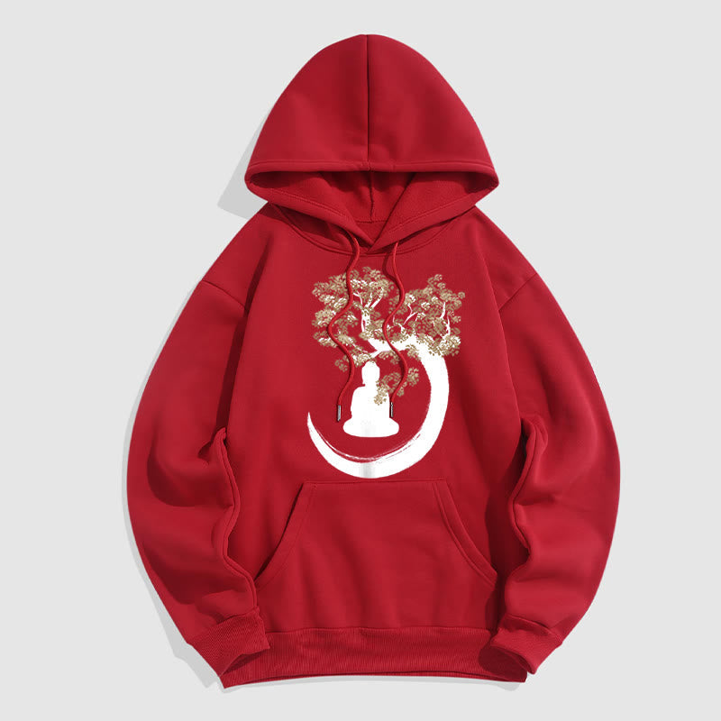 Mythstone Buddha Sitting Under The Tree Fleece Lined Hoodie