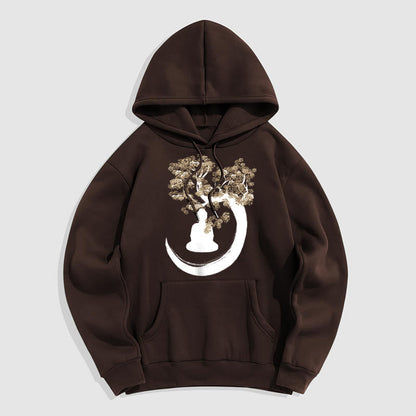 Mythstone Buddha Sitting Under The Tree Fleece Lined Hoodie