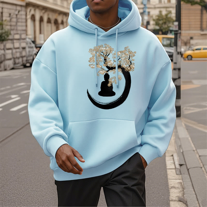 Mythstone Buddha Sitting Under The Tree Fleece Lined Hoodie