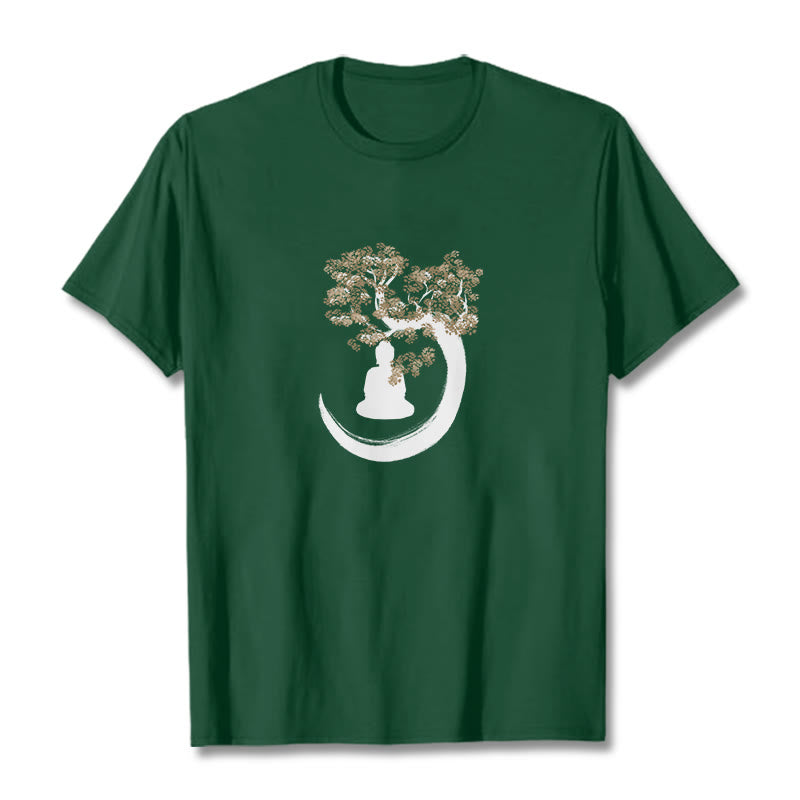 Mythstone Buddha Sitting Under The Tree Cotton Tee T-shirt