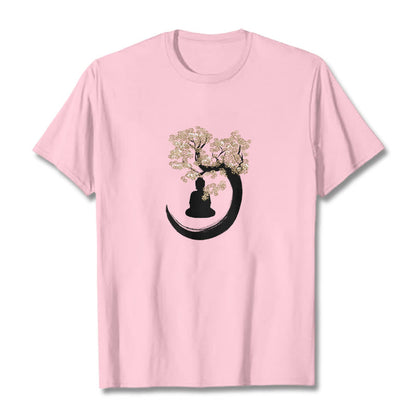 Mythstone Buddha Sitting Under The Tree Cotton Tee T-shirt