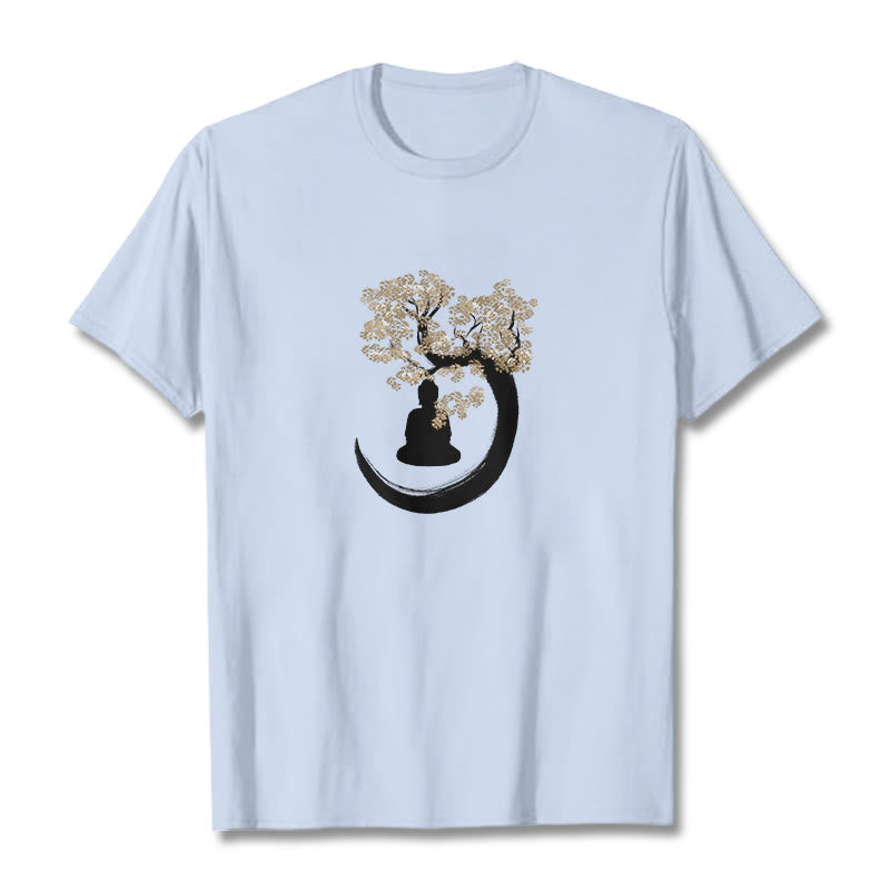 Mythstone Buddha Sitting Under The Tree Cotton Tee T-shirt