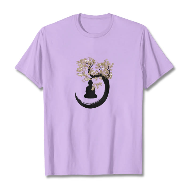 Mythstone Buddha Sitting Under The Tree Cotton Tee T-shirt