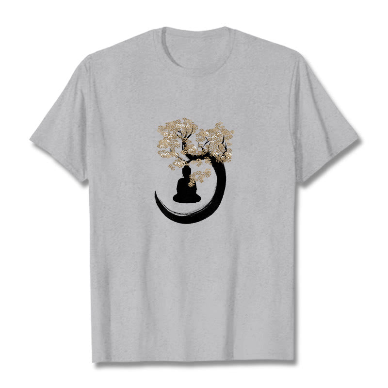 Mythstone Buddha Sitting Under The Tree Cotton Tee T-shirt