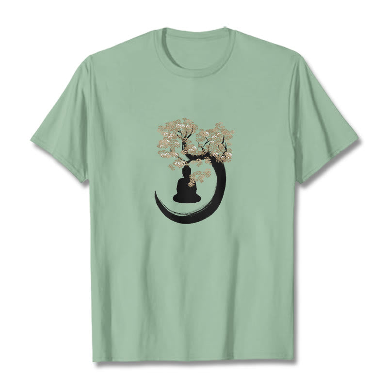 Mythstone Buddha Sitting Under The Tree Cotton Tee T-shirt