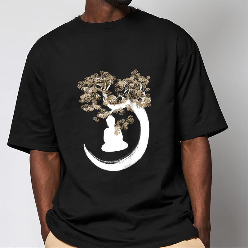 Mythstone Buddha Sitting Under The Tree Cotton Tee T-shirt