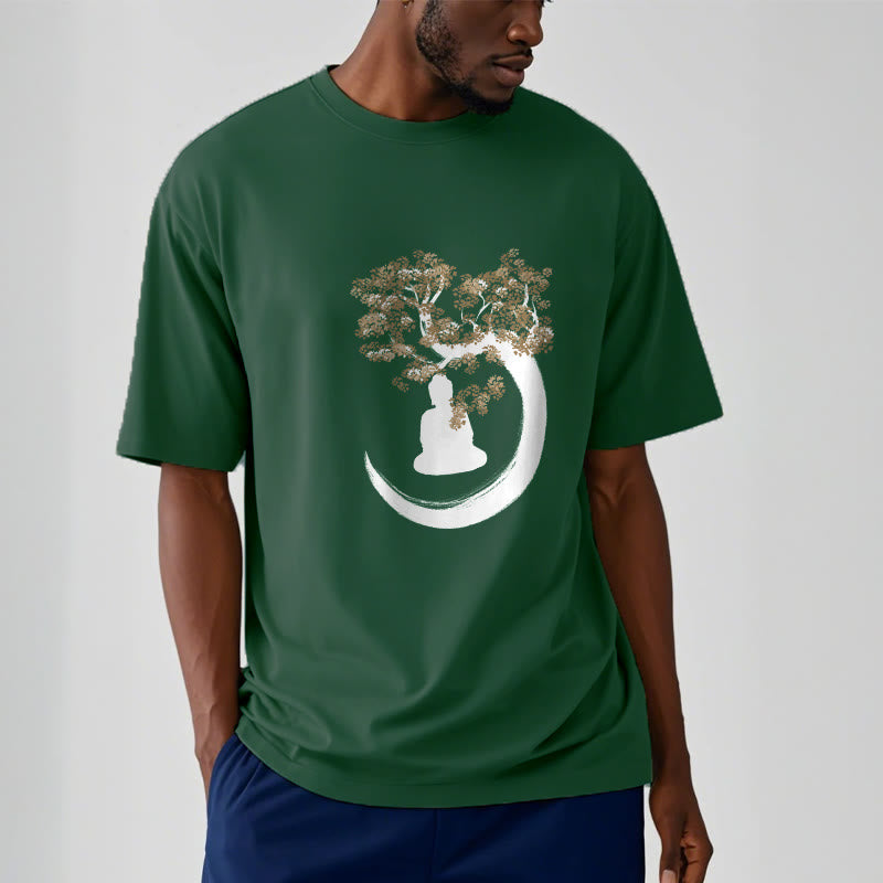 Mythstone Buddha Sitting Under The Tree Cotton Tee T-shirt