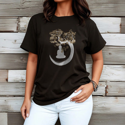 Mythstone Buddha Sitting Under The Tree Cotton Tee T-shirt