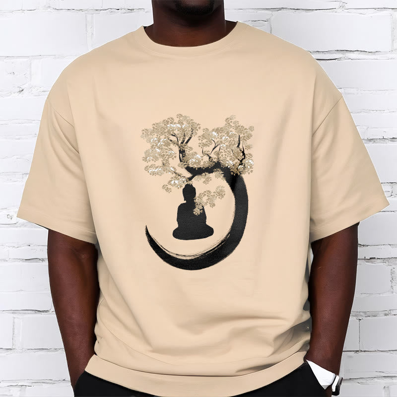 Mythstone Buddha Sitting Under The Tree Cotton Tee T-shirt