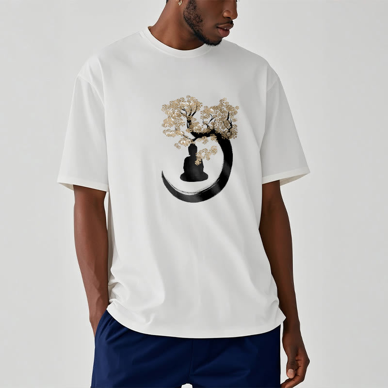 Mythstone Buddha Sitting Under The Tree Cotton Tee T-shirt